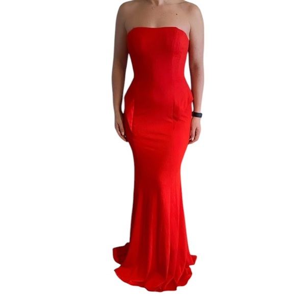 Jovani Strapless Gown Red - Picture 1 of 6